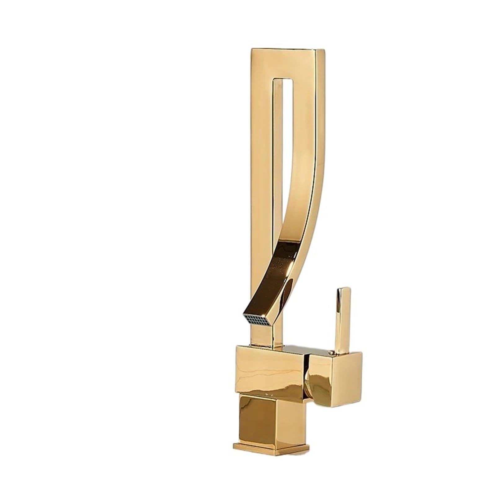 Mkyyioed Golden Bathroom Taps Bathroom Basin Faucet Brass Deck Mounted Mixer Taps Single Handle Hole Hot Cold Water Mixers Tap(Golden)