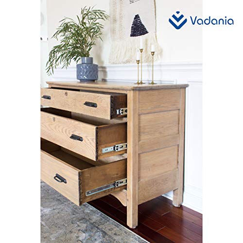 VADANIA 14-Inch Drawer Slide, VA1045 Chrome, Ball Bearing 3 Folds Full Extension, Side Mount, 100 Lb Load Capacity, 1 Pair (2-Pack)