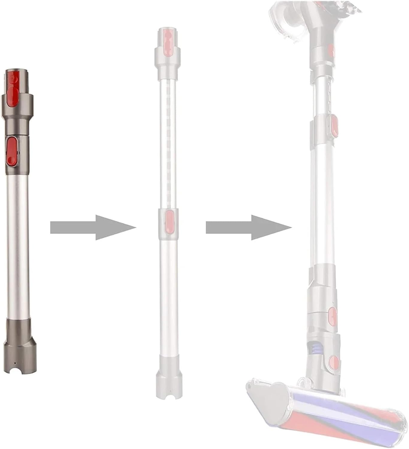 Vacuum Cleaner Extension Rod Replacement ，Compatible For Dyson， V7 V8 V10 V11 V15 SV10 SV11 Cordless Vacuum Cleaner(Gray)