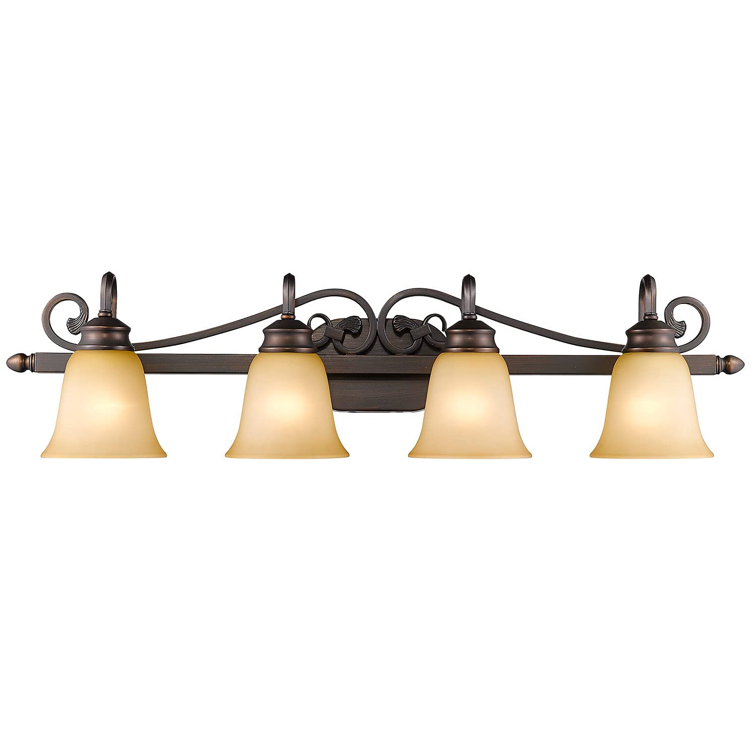 Golden Lighting Belle Meade 4 Light Bath Vanity in Rubbed Bronze with Tea Stone Glass