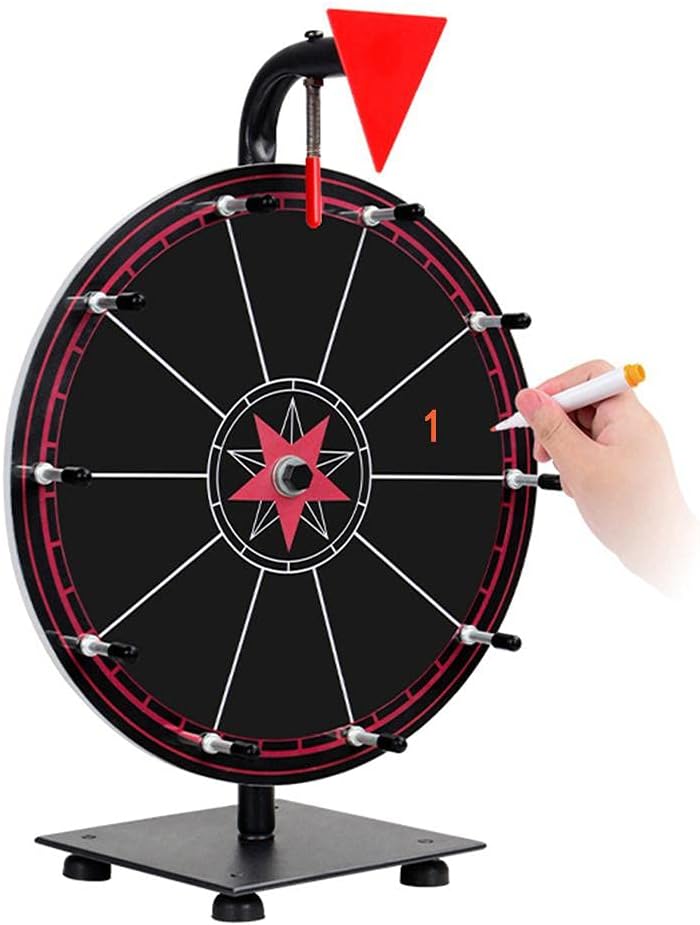 12" Mini Tabletop Prize Wheel Spinning Dry Erase Wheel for Game Activty with Pen and Eraser Carnival Games Lottery Rotating Plate