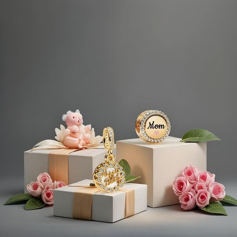 Image of Mom Family Charms Bead for Bracelets and Necklaces Jewelry Charm for Women Valentine Mother's Day