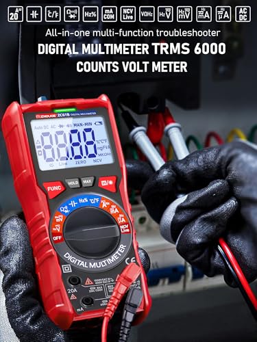 Image of Digital Multimeter TRMS 6000 Counting,with DC AC Voltmeter Ohm Volt Amp Meter Temperature Frequency NCV Measures Voltage Current Resistance Diode Continuity Capacitance, Home, Automotive Battery Test
