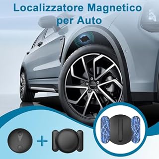 GPS Tracker per Auto, Magnetico Localizzatore GPS per Auto, Localizzatore Senza SIM, Supporta i Sistemi iOS/Android, Può Tracciare Veicolo/Bambini/Moto/Valigia in Tempo Reale Tramite APP - Nero