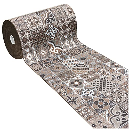 emmevi Tappeto Cucina Mattonella Maiolica Passatoia Antiscivolo MOD.Chalet VIP Dis.30 54X240 Marrone