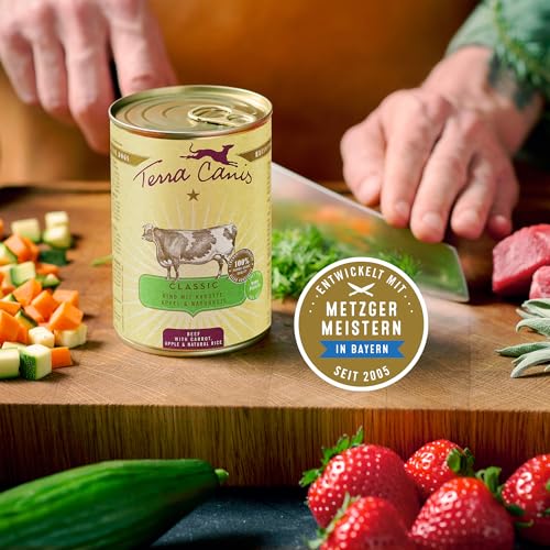 Terra Canis Kalb, Hirse, Gurke, gelbe Melone und Basilikum - Classic Nassfutter, 6x400g I Premium Hundefutter in 100% Lebensmittelqualität Aller Rohstoffe I Reichhaltig & gesund, glutenfrei