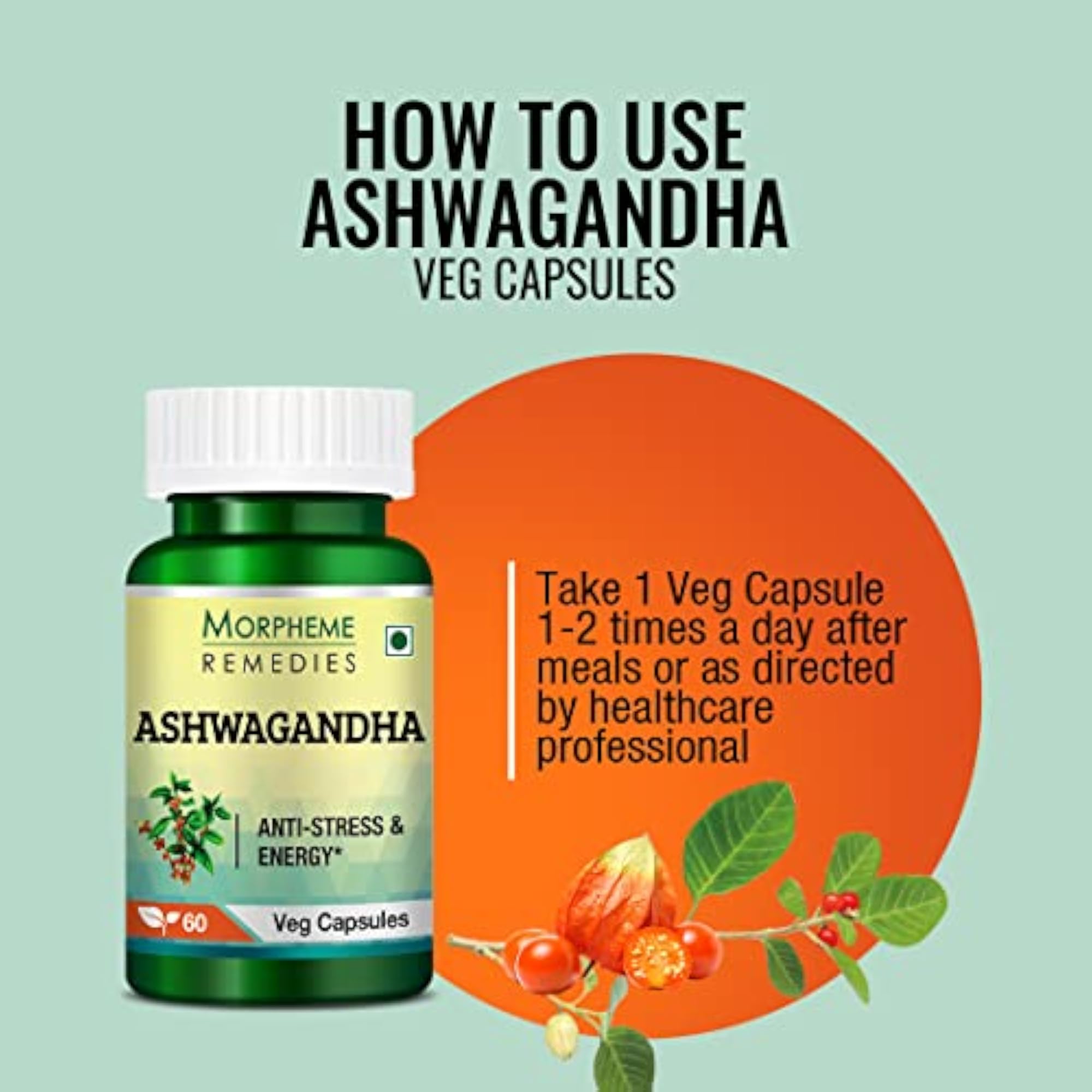 Ashwagandha (Withania somnifera) 500mg Extract 60 Veg Caps - 6 Bottles
