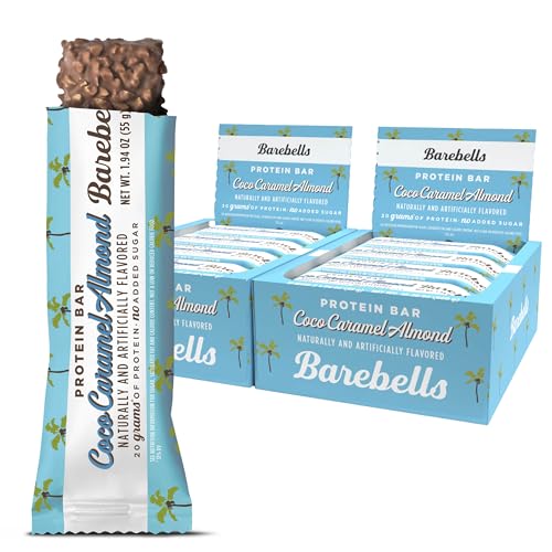 Image of Barebells Protein Bars Coconut Caramel Almond - 12 Count, 20g High Protein Treats - Chocolate Nutrition Bar with 1g Total Sugars - On-The-Go Breakfast or Post-Workout Snack (Pack of 2)