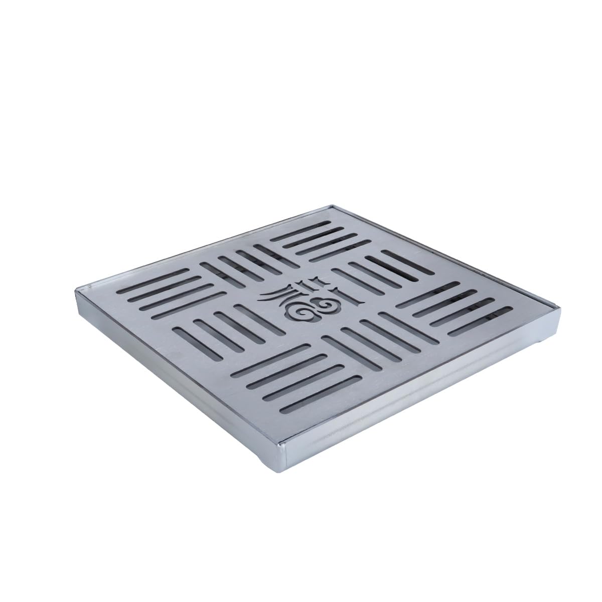 Grille de drainage en acier inoxydable, couvercle de caniveau de drainage extérieur, siphon de carré 200 x 200 x 20 x 2 mm avec cadre pour trottoir, cour, patio, commerce