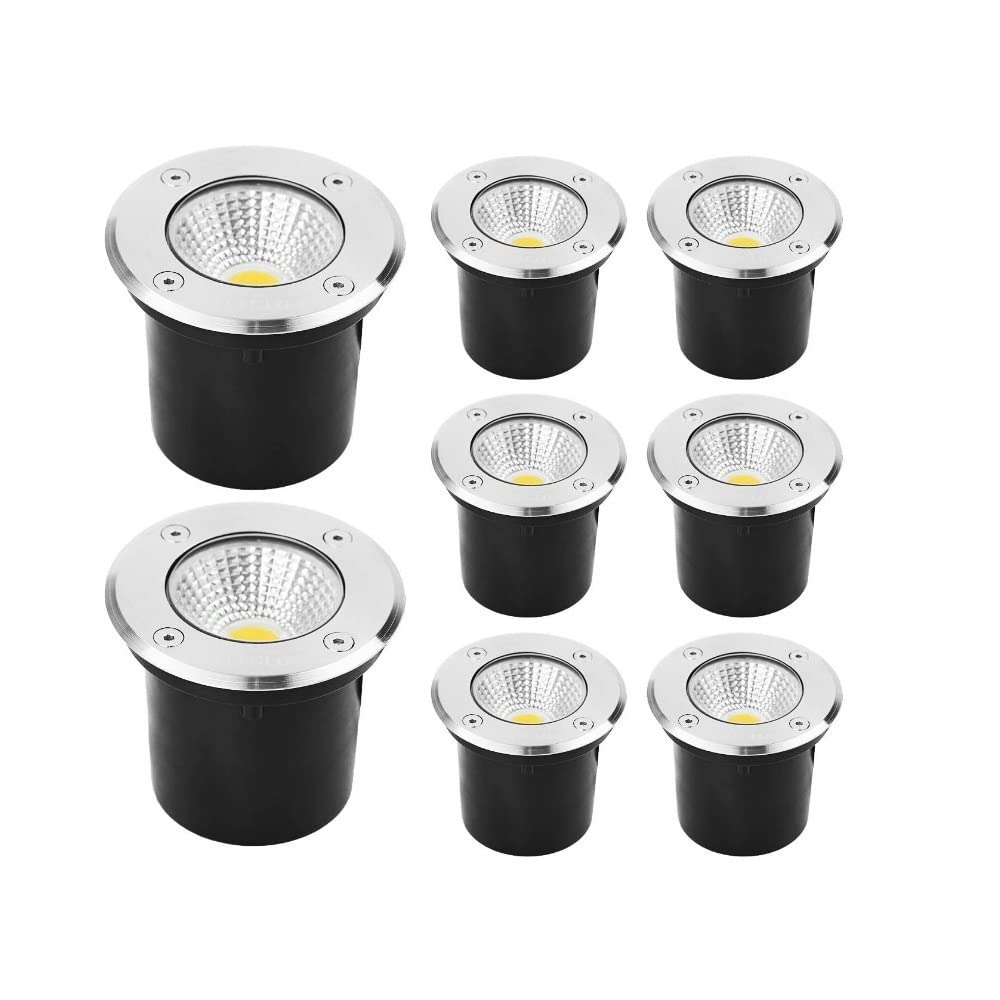 NXCVBNKZJ KJXP, Pack of 10, LED Round Buried Lamps, AC85-265v 5W/7W 304 Stainless Steel 8cm Inground Light(White,5W)
