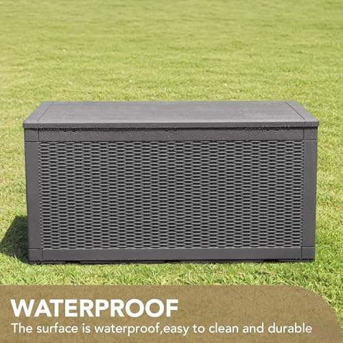 Image of Devoko 100 Gallon Waterproof Deck Box, Resin Large Outdoor Storage Box