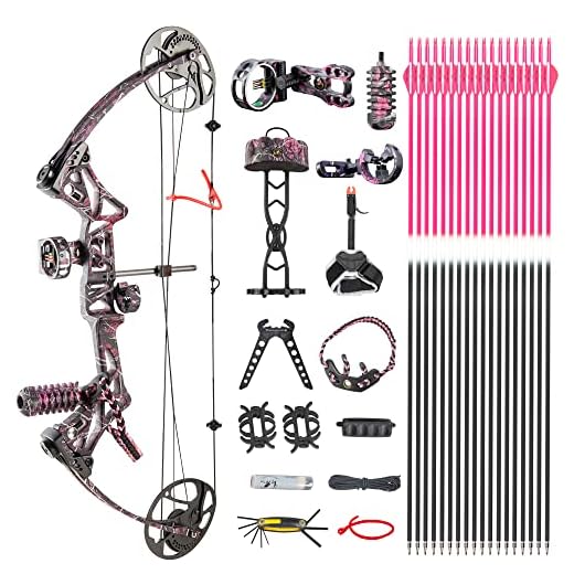 Compound Bow M1 Package Special Design for Women,19”-30” Draw Length,10-50Lbs Draw Weight,Hunting Bow for Girls,Whole Muddygirl Color (WOMENBOW)
