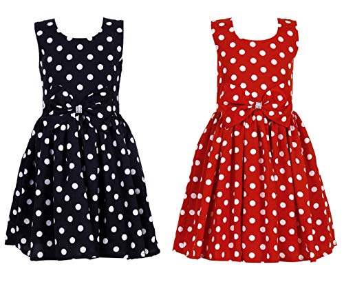 Image of Casual Frock for Baby Girls,Blue Printed and Olive Printed,Pack of 2