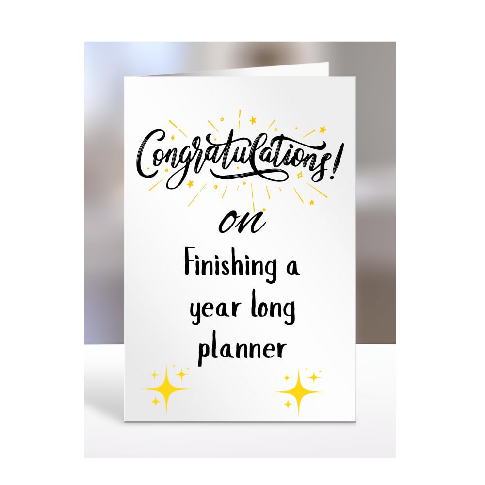 Congratulations on Finishing a year long planner Card, Gifts for Men or Women, Presents for Christmas, Greetings Card, Him, Her, Female, Male, A5-113_180 — image 1