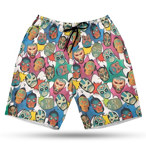 Lucha Libre Mens Swim Trunks - Wrestling Lovers Men's Summer Quick-Dry Swim Shorts with Pockets Series 07 - Main Image