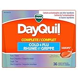 Vicks DayQuil COMPLETE Cold and Flu Symptom and Congestion Relief LiquiCap, Non-Drowsy Daytime Relief for 9-Symptoms, 36ct