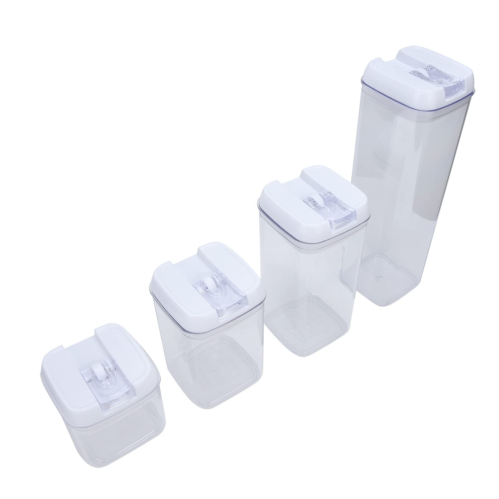 Juego de 14 piezas de tarros rectangulares sellados con tapa, recipiente para leche en polvo, organizador de almacenamiento de cocina para harina, azúcar, arroz, nueces, frijoles, (Funda blanca con