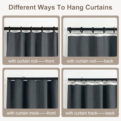 Image of hoeflife Blackout Curtains for Bedroom Room Darkening Curtains for Living Room Ceiling Door Curtain（Gery Drape 1 Panel,W52 x L108