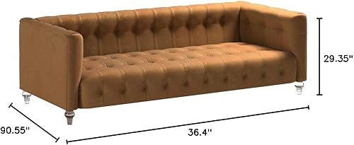 Miniatura 3 de TOV Furniture The Bea Collection - Sofá tapizado de terciopelo de estilo moderno con patas Lucite, coñac