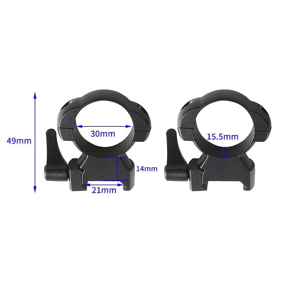 Lot De 2 Supports De Lunette en Acier 25,4/30 Mm, for Rail Picatinny 21 Mm, Collier De Serrage for Tube De Lunette Tactique