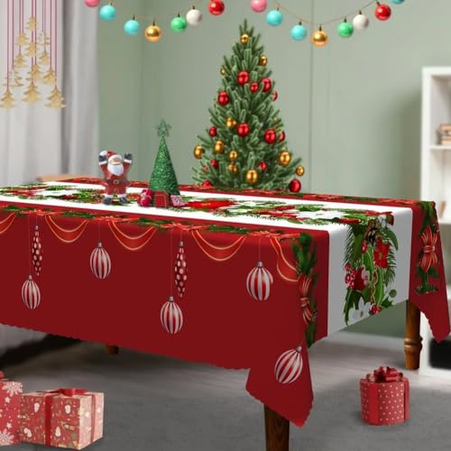 Nappe de Noël rectangulaire fleurie, décoration table repas fête - 3