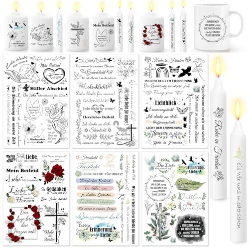 DPKOW Trauer Kerzentattoos, Trauerkerze Wasserschiebefolie Kerzen...