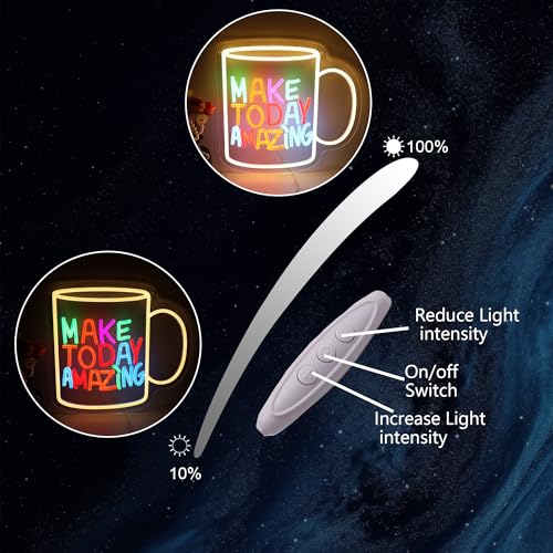 Image of Make Today Amazing LED Neon Sign, Inspirational Wall Decor Dimmable USB Powered Neon Light for Bedroom, Living Room, Office, Bar Decor Holiday Birthday Gift