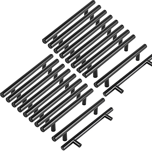 MARGUERAS 20pcs 128mm Acier Inoxydable T Barre Noir Cusine Poignée barre de porte d'Armoire avec Vis