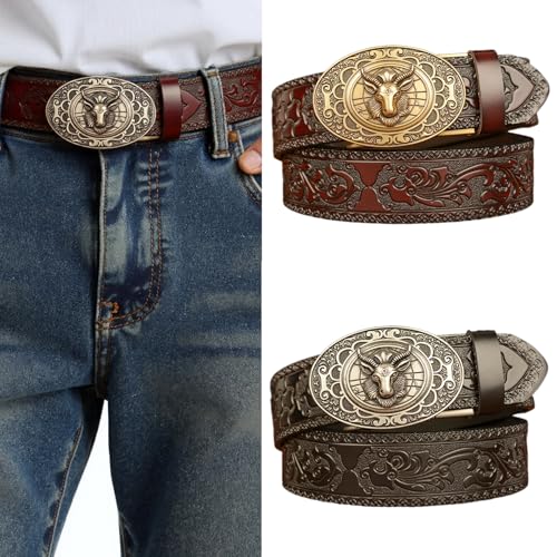 Fashionable Men's Leather Belt Automatic Buckles Leather Belt Adjustable Belt For Everyday Styles2