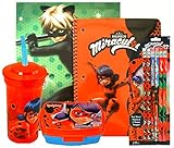 Miraculous Ladybug On The Go School Set- Drinking Cup with Straw, Food Container, Folder, Notebook (Green)