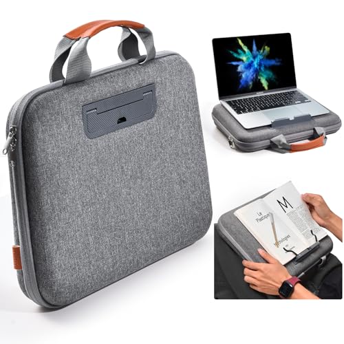 Image of Hard Laptop Case 13 Inch for HP Dell Lenovo ASUS Acer - 2 in 1 Laptop Sleeve & Lap Desk with Stopper and Book Clip, Shockproof Waterproof 14.2 MackBook Pro Case - Gray