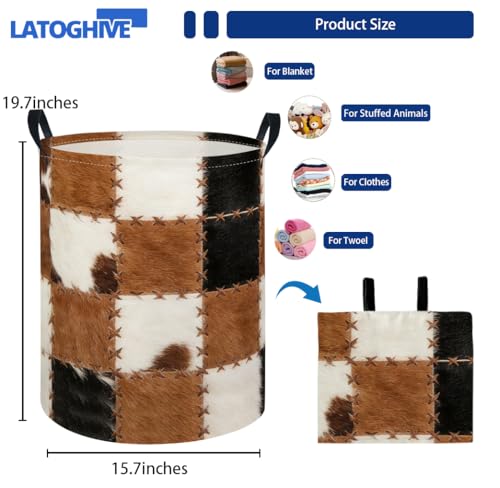 Image of Baby Laundry Hamper kids laundry Basket Waterproof Laundry Bag for Bedroom Clothes Organizer Room Decor(Cow Print)