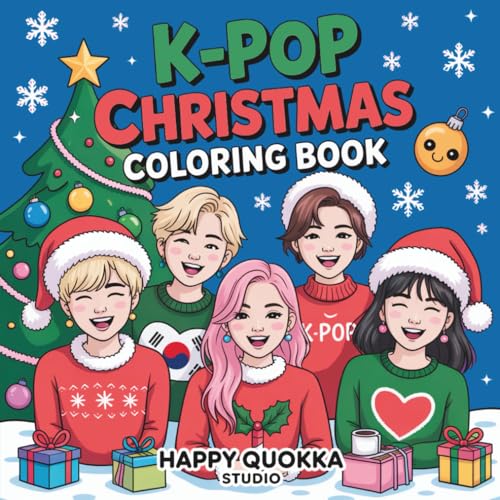 K-pop Christmas Coloring Book for Kids, Teens and Adults: 39 Cute and Festive Kpop...