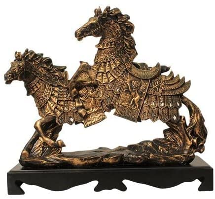 Statue de cheval gris doré pour salon et bureau au design authentique unique