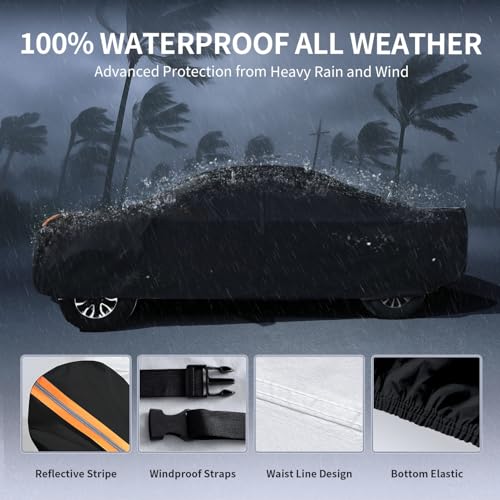 Image of Ford F250 Truck Cover Custom Fit 1999-2026 Super Cab /Extended Cab Short Bed(6.8'-8.2') with Door Zipper, 10 Layer Outdoor Heavy Pickup Truck Cover Waterproof All Weather, Wind Dust Sun Protector.