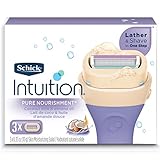 Schick Intuition Pure Nourishment Womens Razor Refills with Coconut Milk and Almond Oil, Pack of 3