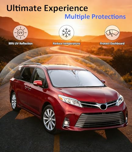 Image of Windshield Sun Shade Custom Fit for Toyota Sienna 2011-2020