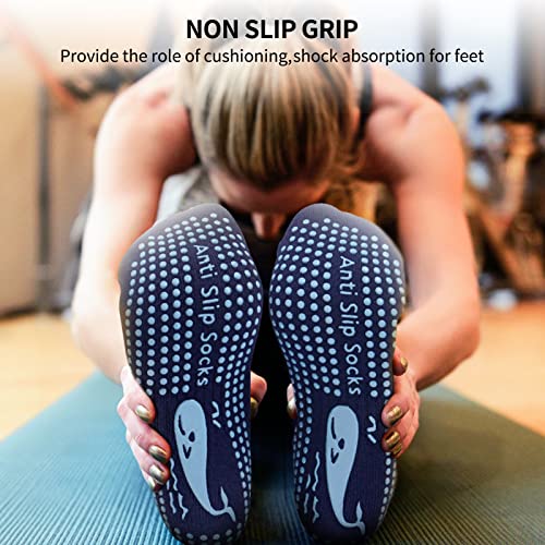 Image of 3 Pairs Non-Slip Yoga /Pilates Socks with Cushioned Sole & Anti-Skid Grip for Women Men, Home /Hospital /Workout /Sports