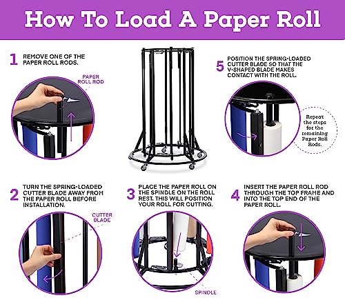 Adir Paper Roll Holder - Butcher & Kraft Large Paper Roll Dispenser Stand And Cutter For Up To 36 Inch Wide Rolls - Sturdy & Easy To Use In Classroom, Arts & Crafts Activity(Paper Rolls Not Included)