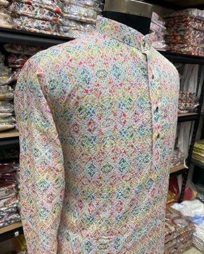 Image of FOXDX Men's Traditional Cotton Floral Printed Only Kurta
