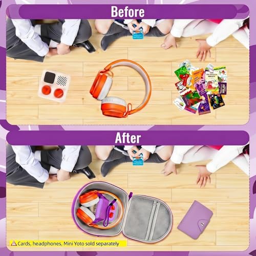 Image of Hard Case Compatible with Yoto Mini (2024 Edition), 3-in-1 Travel Bundle: Silicone Cover + Case with Shoulder Strap (Fits Mini Player & Headphones) + Up to 10 Card Holder for YOTO Cards (Purple)