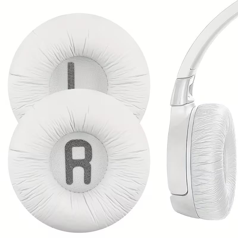 Image of Street27 Earpad Cushion Compatible with JBL C300SI, T250SI, T450, T460BT, T600, T500BT, 520BT Headphones, Frog Leather & Soft Memory Foam 70mm Ear Pads Cushions (White)