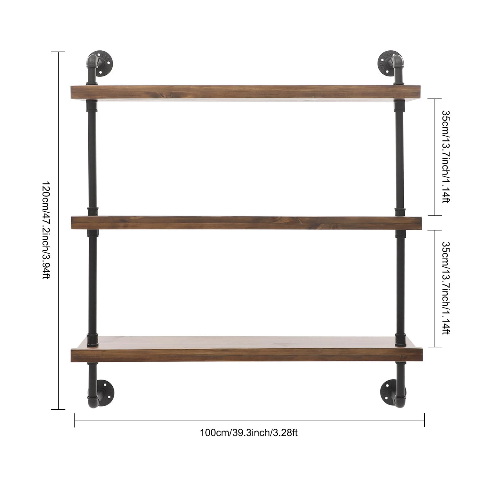 WUSILILU 3 Tiers Retro Wine Bottles Floating Shelves,Wall-Mounted Wine Bottle Rack,Wine Rack Display Storage Organizer for Home Bar Living Room Restaurant (Light Walnut)