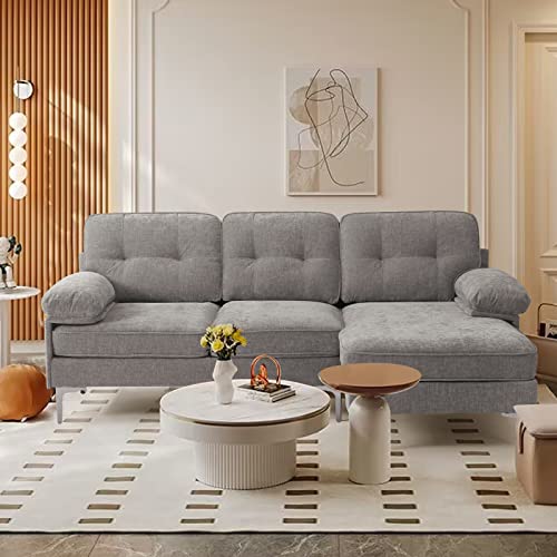 Leisland 79" Modern Sectional Sofa Couch For Living Room, Small Couches For Small Spaces, Chenille L Shaped Sofas With Solid Wood Frame, Detachable Cover, Attached Armrest, Easy To Install(Light Grey) #TOP3