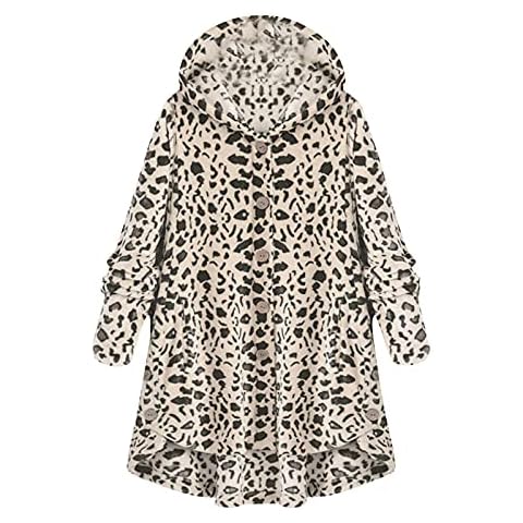 TIMEMEAN Jacket Coat with Fleece Lining Women Sherpa Fleece Winter Warm Long Sleeve Hooded Sweatshirt White XX-Large Cover