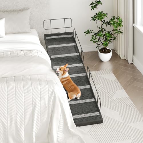 HOOBRO Dog Ramp for Bed, 63 Inch Long Dog Ramp for Couch and Bed, Pet Ramp with Non-Slip Mat and Safety Side Rails, 4 Height Adjustable up to 33 inch, for Small/Large/Old Dogs, Black BK16PT03 - Image 5