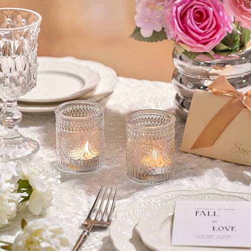 Hlukana 30 Pack Clear Glass Votive Candle Holders, Vintage Candle Holder Bulk, Tealight Candle Holders For Table Centerpieces thumb #3