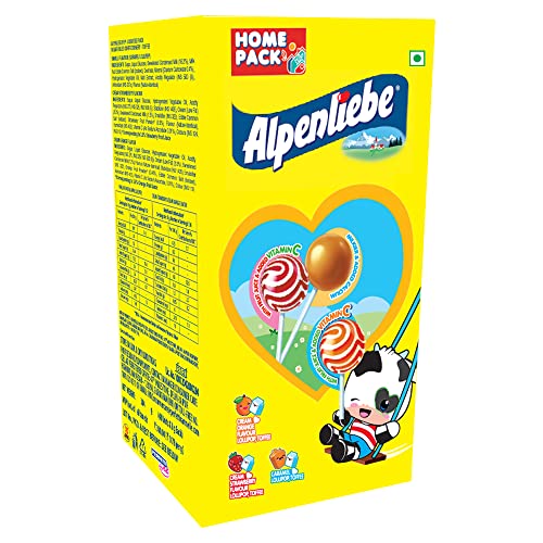 Image of Alpenliebe Pop Assorted Lollipop (Orange, Strawberry & Caramel Flavour)- 384 Grams Pack (48 Pieces)