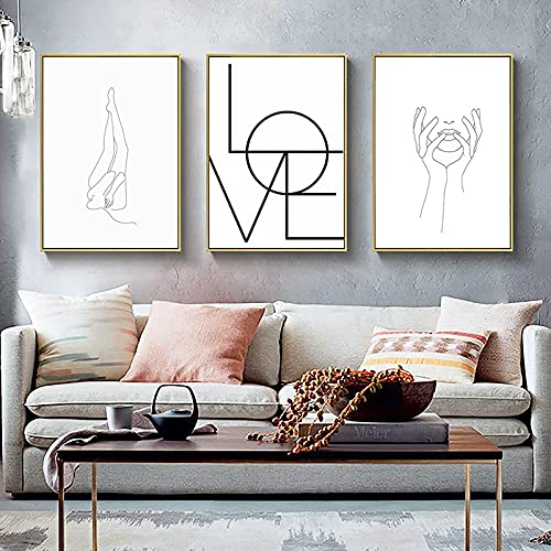 Art mural croquis pour habiller un grand mur vide triptyque affiche minimaliste salon 50x70cm