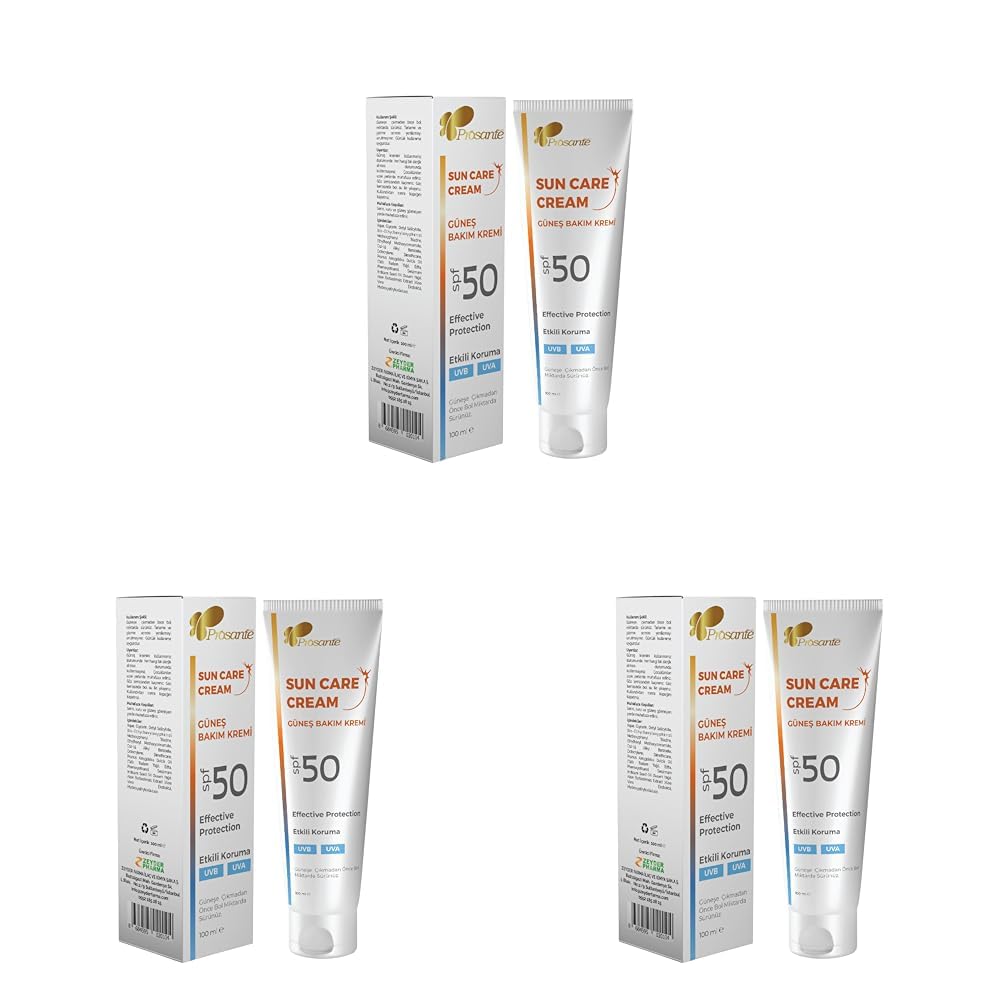 Güneş Bakım Kremi SPF 50 Etkili Koruma UVB UVA 100 ml (3 paketi)
